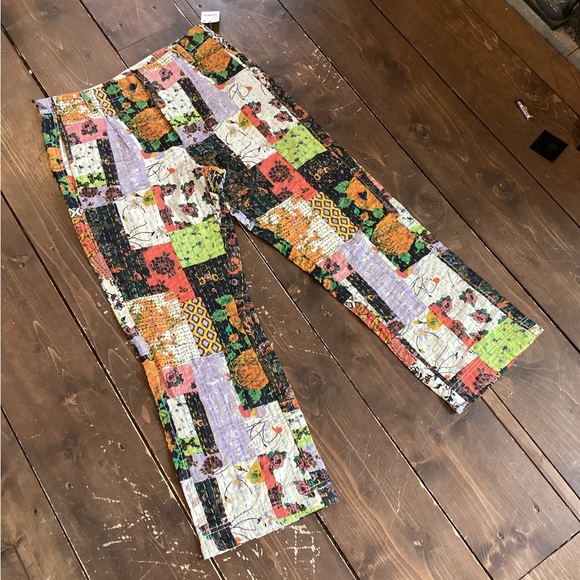 NWT Free People Roads Merge Straight Leg Patchwork Pants size 12 RARE - Picture 4 of 12